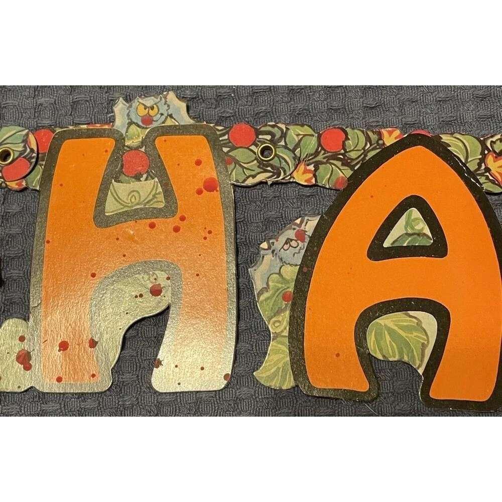 1980’s Halloween Die Cuts 6’ Jointed Banner & Eureka USA Double Sided Black Cat